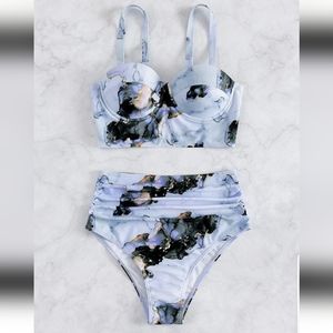 SHEIN, Marble Print, 2 piece Swimsuit, Bikini